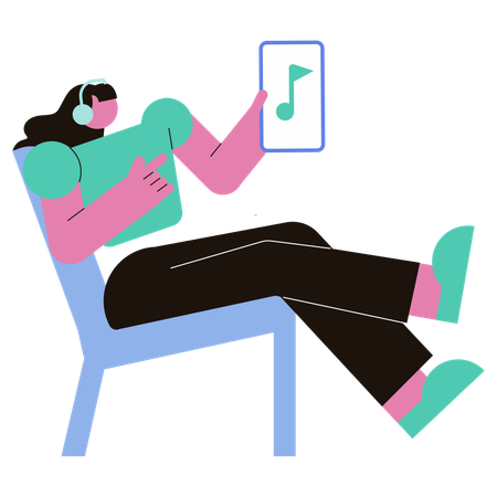 Woman Listening Music  Illustration