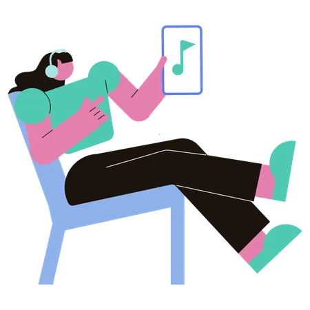 Woman Listening Music  Illustration