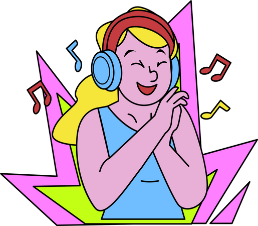 Woman Listening Music  Illustration