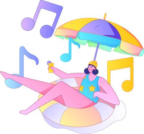 Woman listening music  Illustration