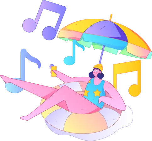 Woman listening music  Illustration