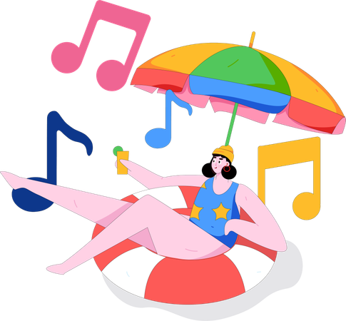 Woman listening music  Illustration