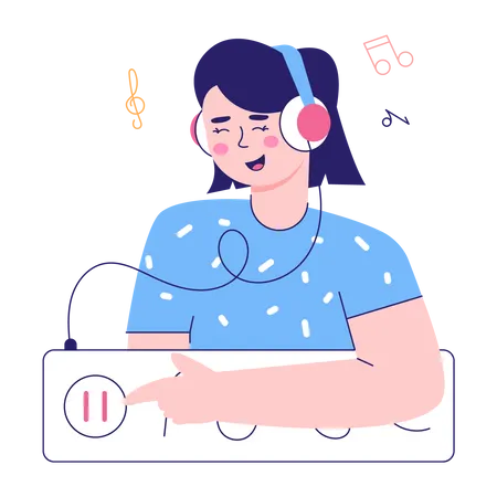 Woman Listening Podcast Illustration