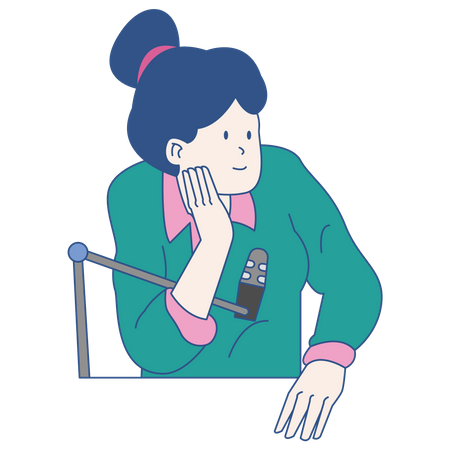 Woman listening podcast  Illustration