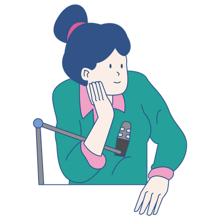 Woman listening podcast  Illustration