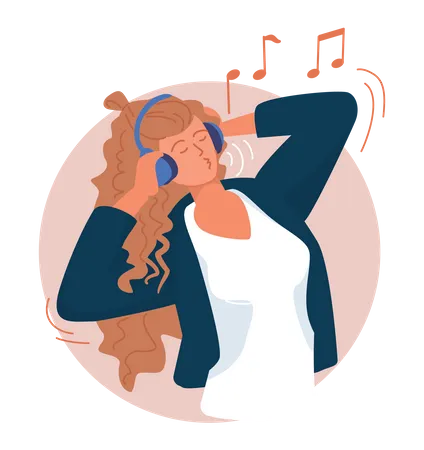 Woman listening song  Illustration