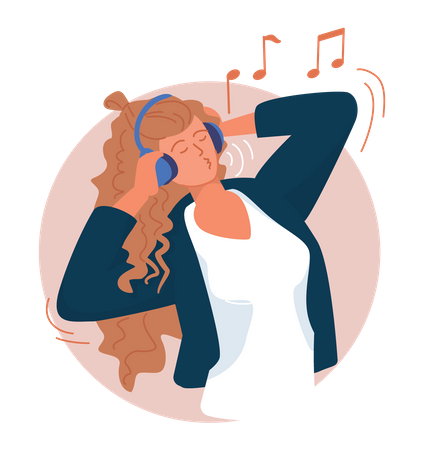 Woman listening song  Illustration