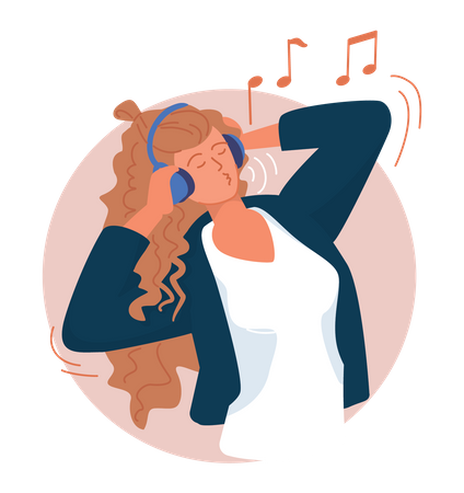 Woman listening song  Illustration