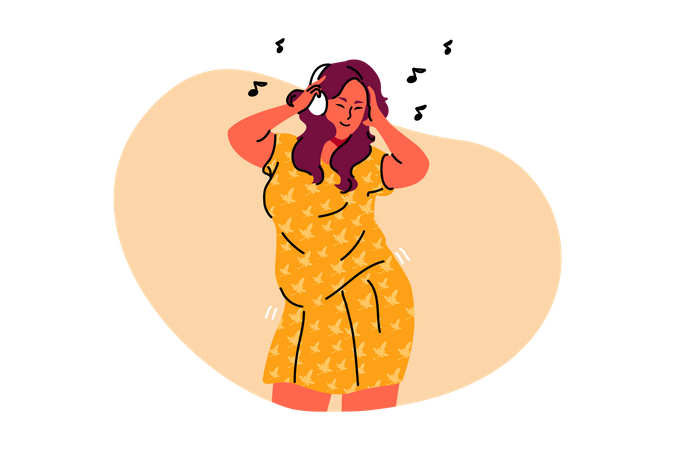 Woman listening to music  Illustration