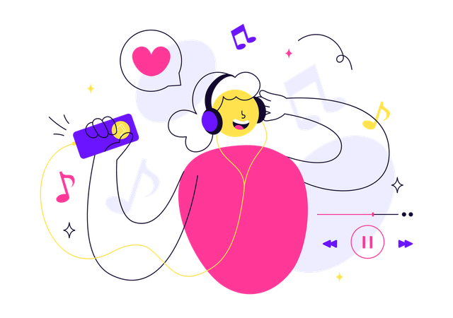 Woman listens to Viral Tunes  Illustration