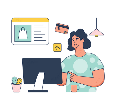 Woman listing product on e-commerce platform  Illustration