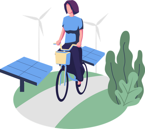 Woman live in healthy environment without pollution  Illustration