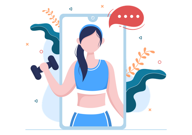 Woman live streaming workout Illustration