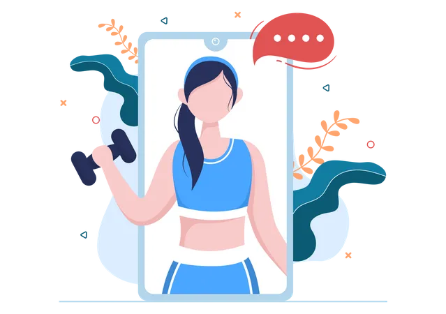 Woman live streaming workout  Illustration