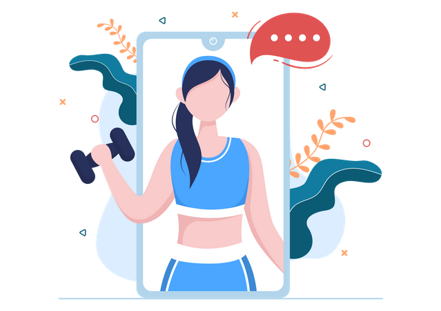 Woman live streaming workout  Illustration