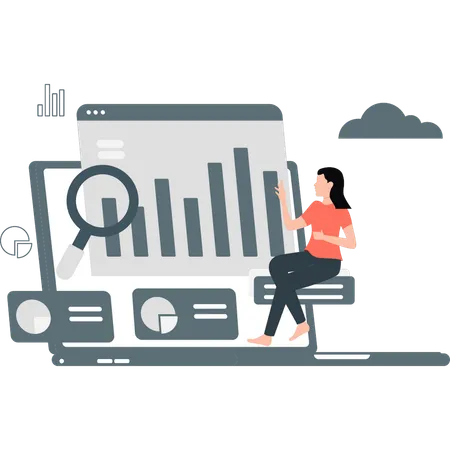 Woman looking at business chart  Illustration