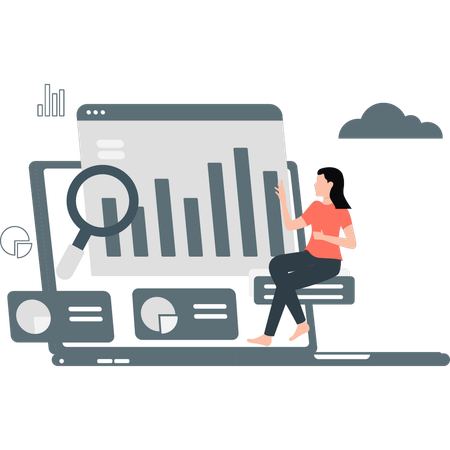 Woman looking at business chart  Illustration