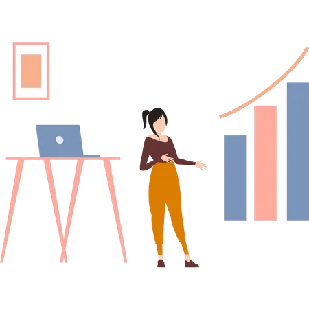 Woman looking at business graph  Illustration