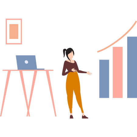 Woman looking at business graph  Illustration