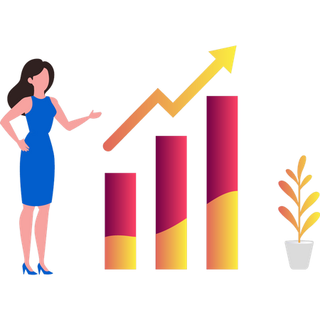 Woman looking at business growth chart  Illustration