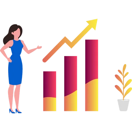 Woman looking at business growth chart  Illustration
