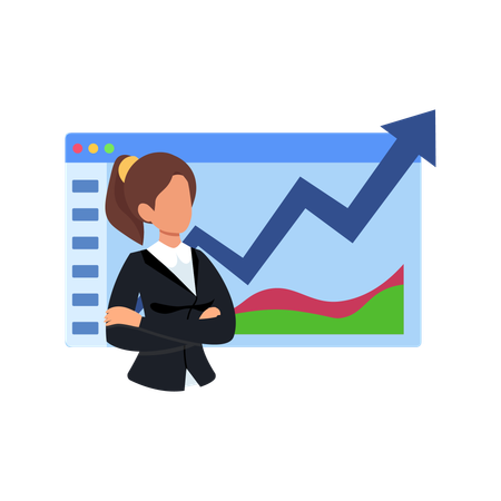 Woman looking at Business Report  Illustration