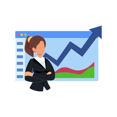 Woman looking at Business Report  Illustration