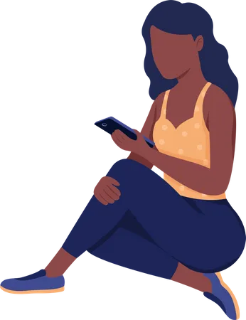 Woman looking at cellphone Illustration