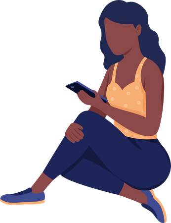 Woman looking at cellphone  Illustration