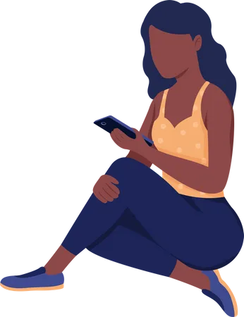 Woman looking at cellphone  Illustration