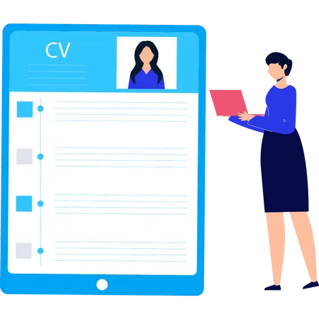 A Girl Is Looking At A Girls CV Illustration