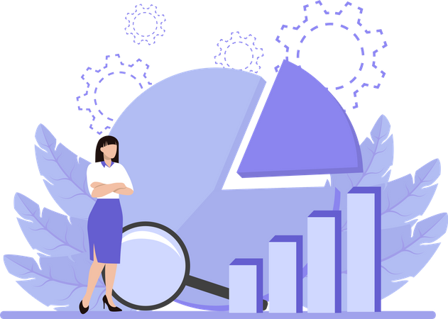 Woman looking at data statistics B  Illustration