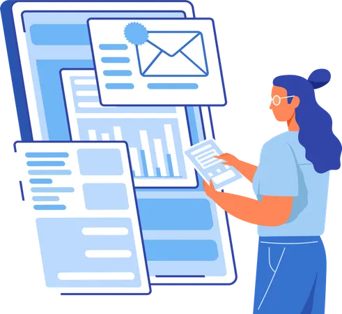 Woman looking at email  Illustration