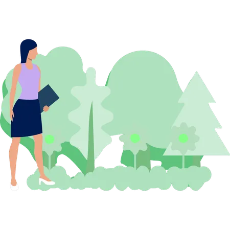 A Girl Is Looking At The Environment Illustration