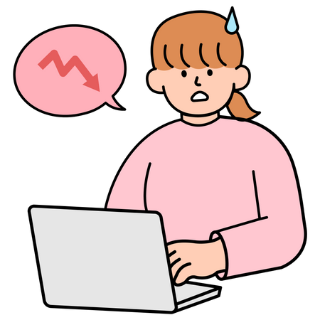 Woman Looking At Falling Graph  Illustration