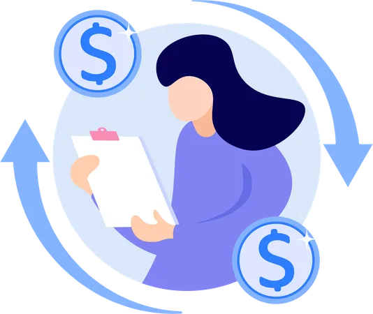 Woman looking at finances  Illustration