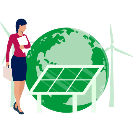 Woman looking at global environment  Illustration