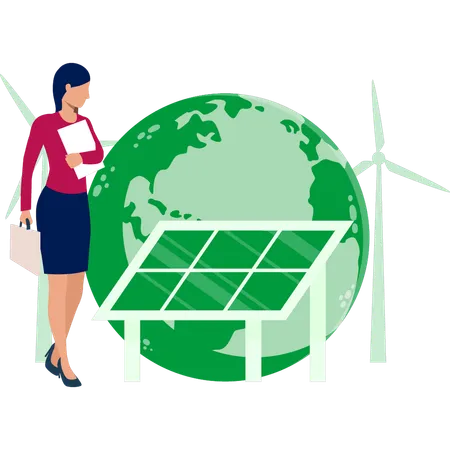 Woman looking at global environment  Illustration