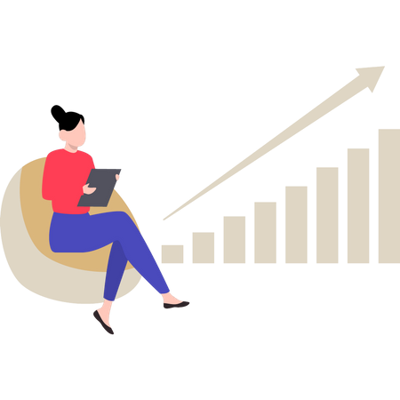 Woman looking at growth chart Illustration