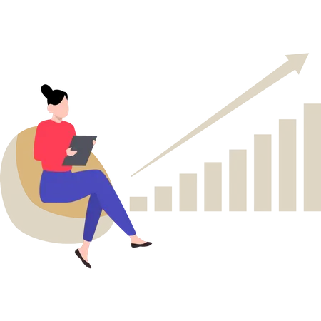 Woman looking at growth chart  Illustration