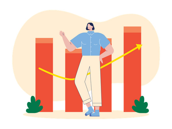 Woman looking at growth chart  Illustration