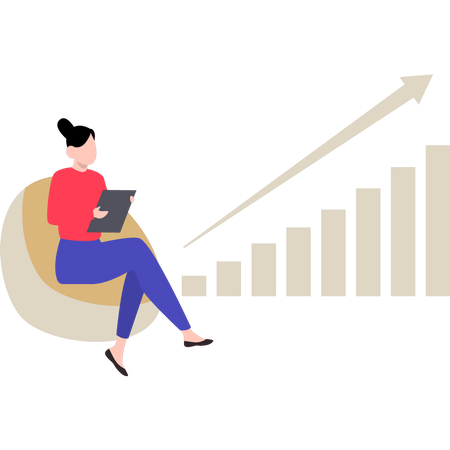 Woman looking at growth chart  Illustration