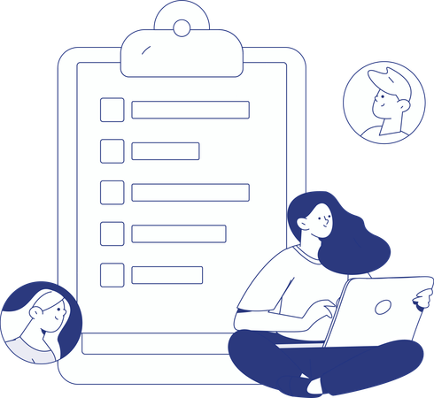 Woman looking at Hiring Process  Illustration