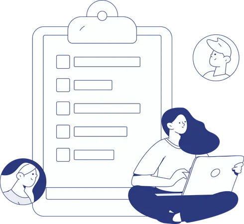 Woman looking at Hiring Process  Illustration