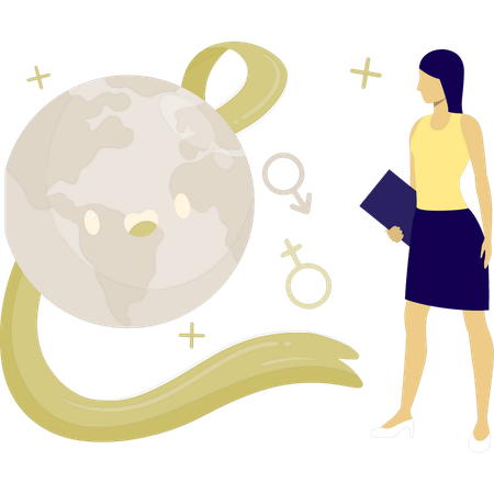 HIV 性別標識を見ている女性  イラスト