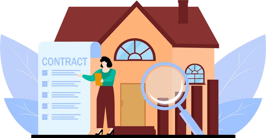 Woman looking at home contract  Illustration