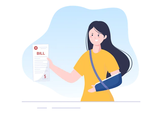 Woman Looking At Hospital High Bill Illustration