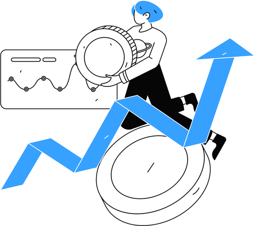 Woman looking at investment growth chart  Illustration