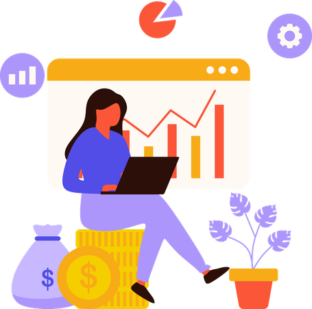 Woman looking at investment portfolio  Illustration