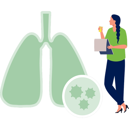 Woman looking at lungs  Illustration